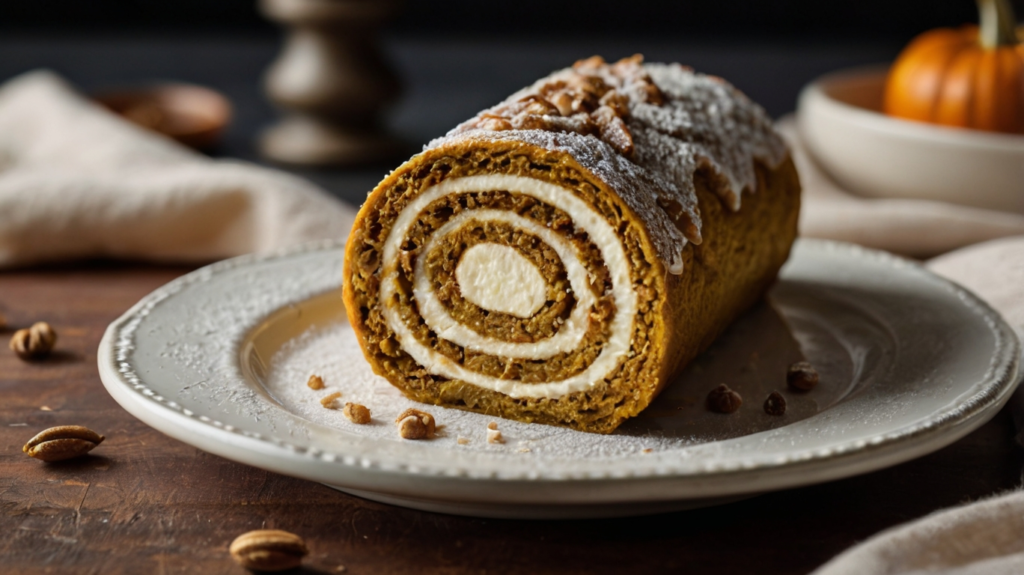 Pumpkin Roll with Cream Cheese Fillingin