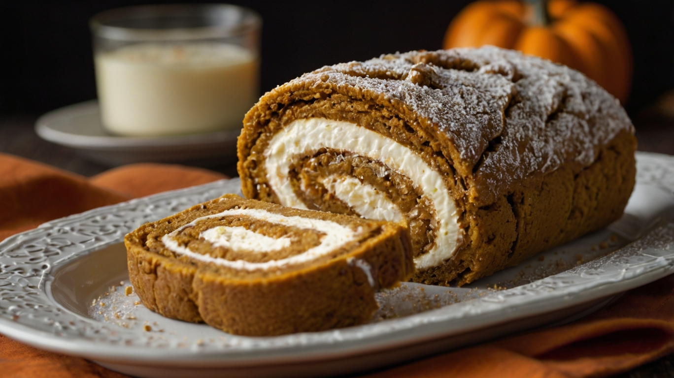 Pumpkin Roll with Cream Cheese Fillingin