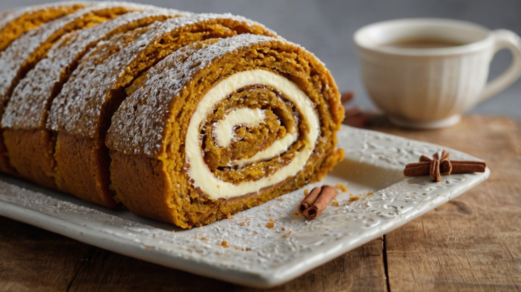 Pumpkin Roll with Cream Cheese Fillingin