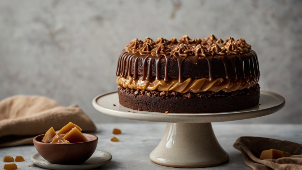 Chocolate Caramel Crunch Layer Cake