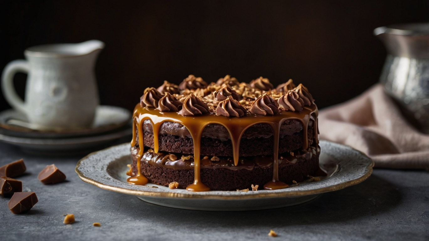 Chocolate Caramel Crunch Layer Cake