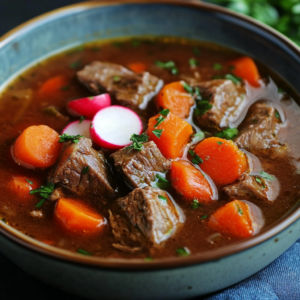 Beef Soup with Carrots and Radish