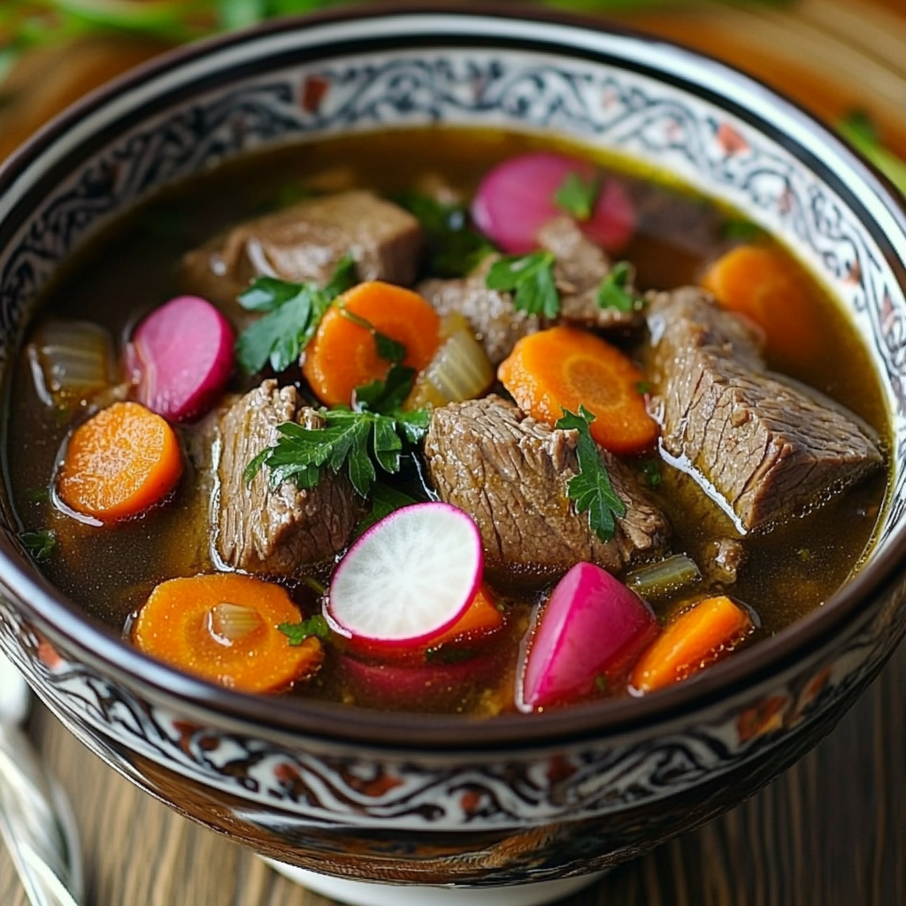 Beef Soup with Carrots and Radish recipe 