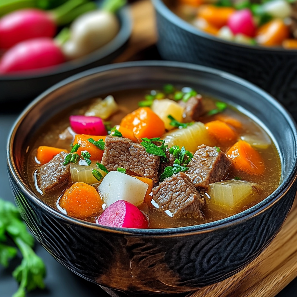 Beef Soup with Carrots and Radish recipe