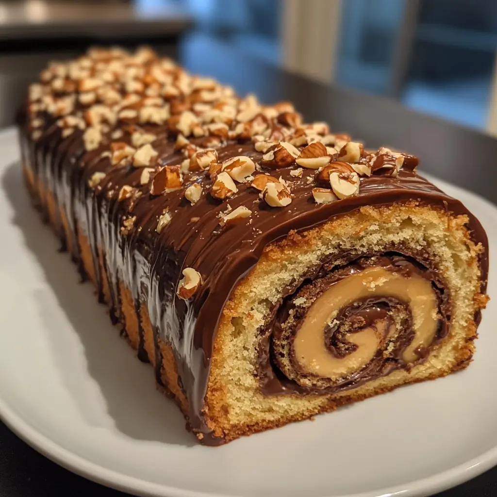 Chocolate and Caramel Hazelnut Swiss Roll