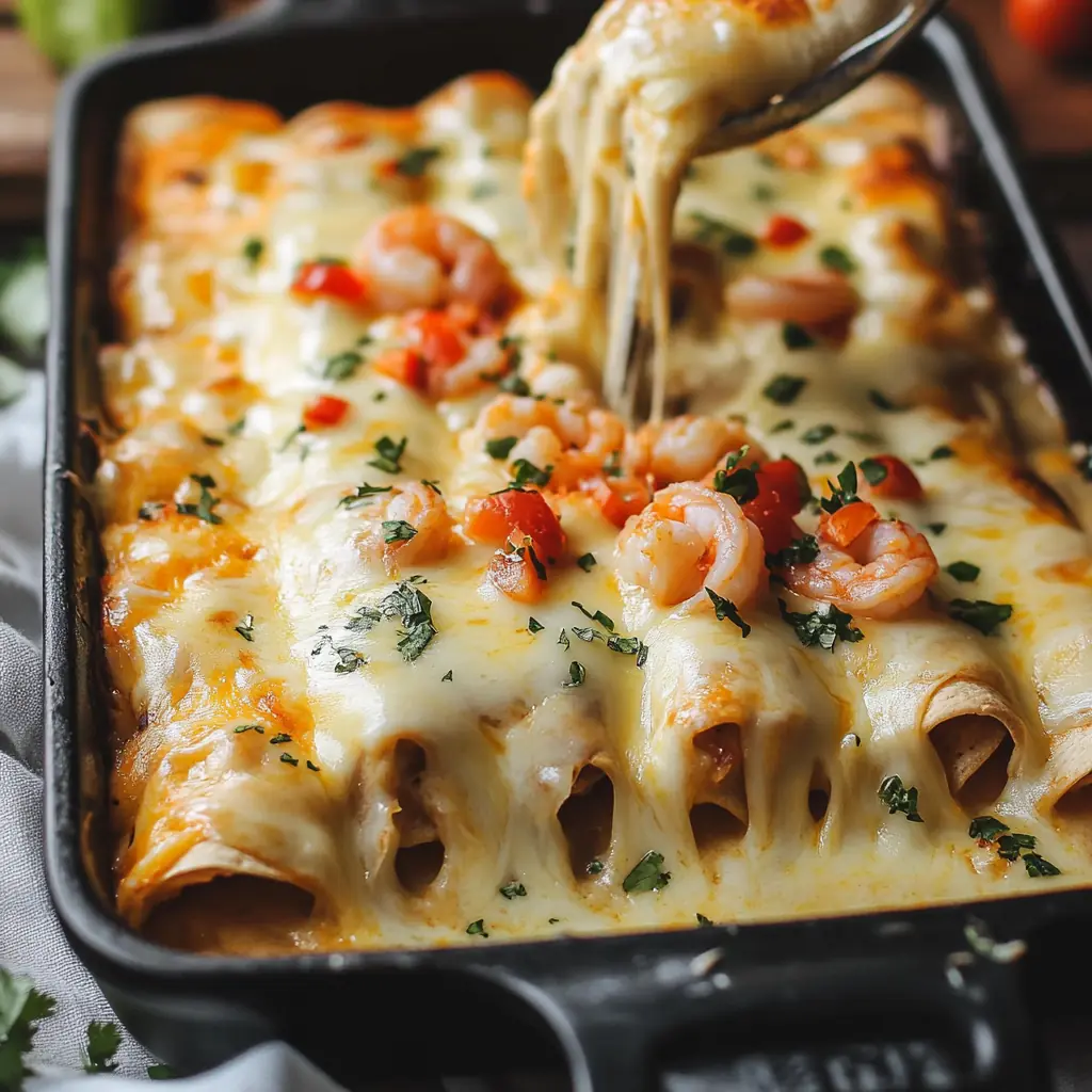 Shrimp Enchiladas with Cheese Sauce