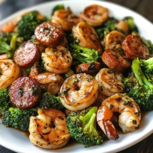 Garlic Butter Shrimp Sausage & Broccoli