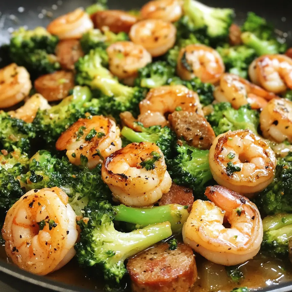 Garlic Butter Shrimp Sausage & Broccoli