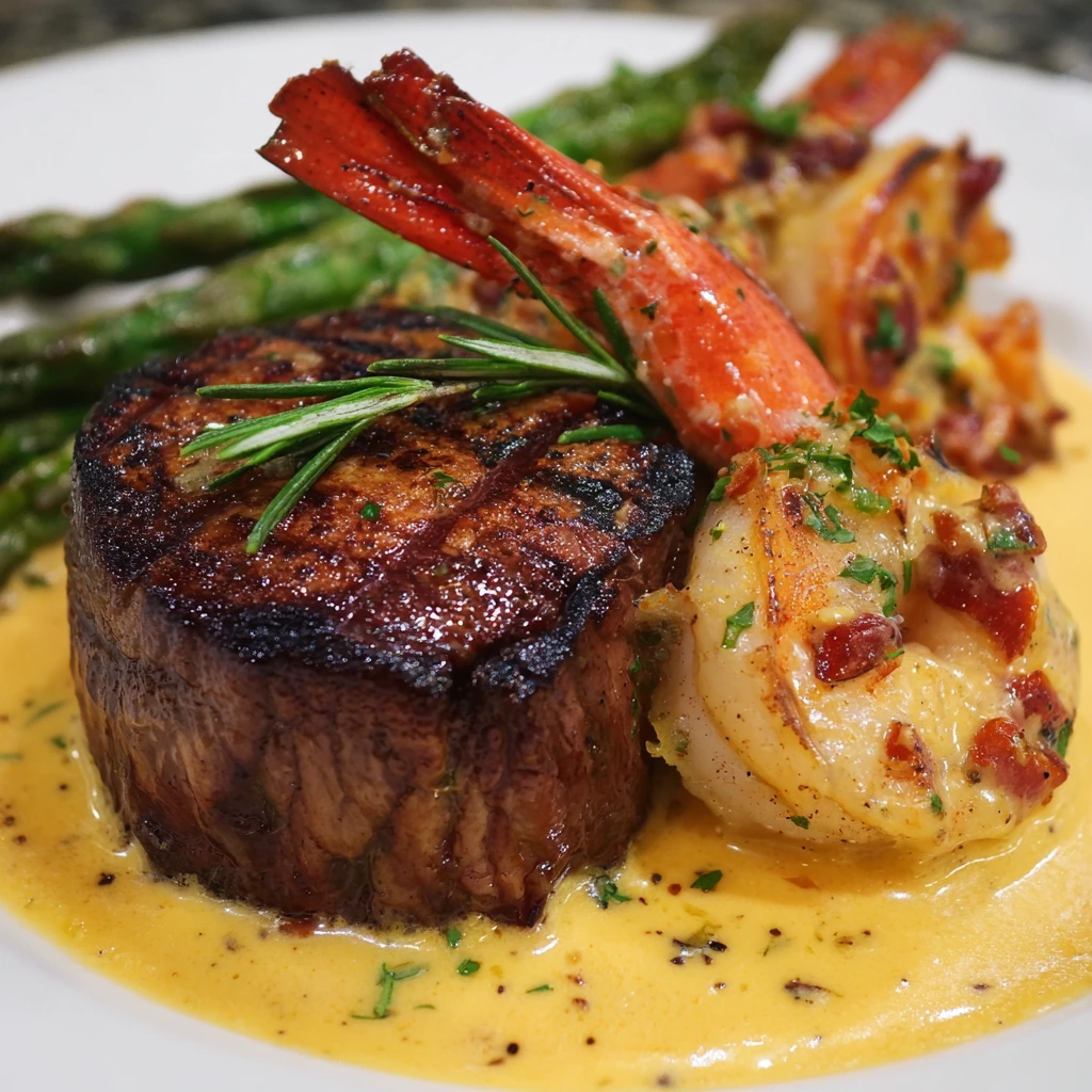 Filet Mignon with Shrimp And Lobster Sauce