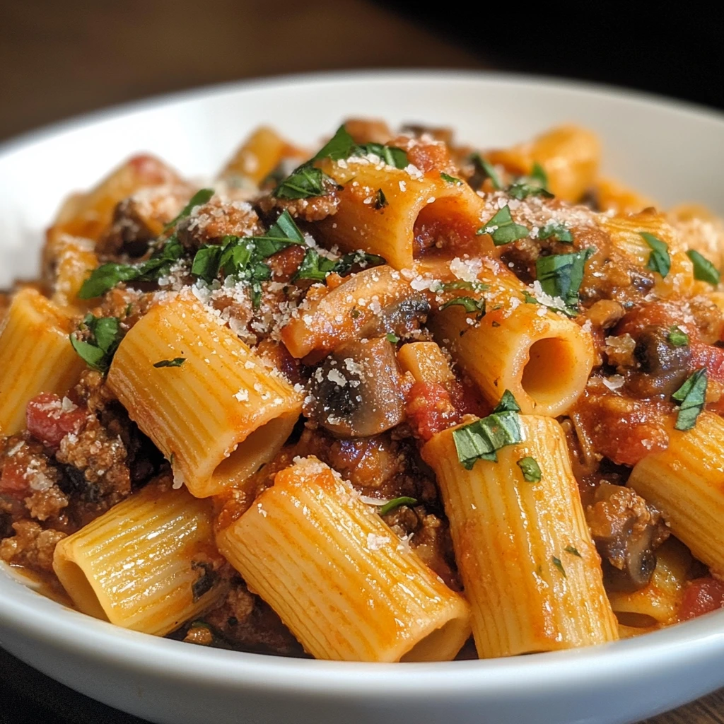 Rigatoni with Mushroom Bolognese