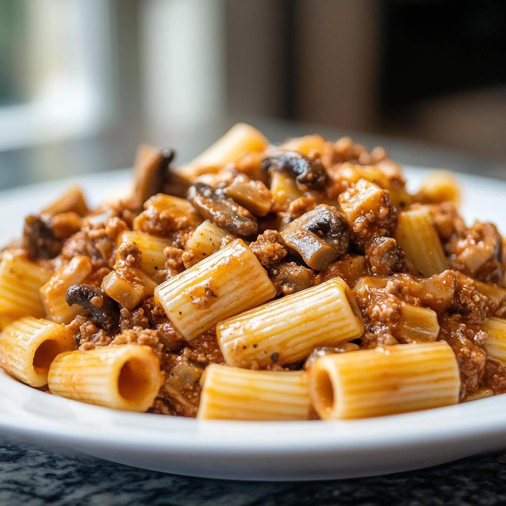 Rigatoni with Mushroom Bolognese