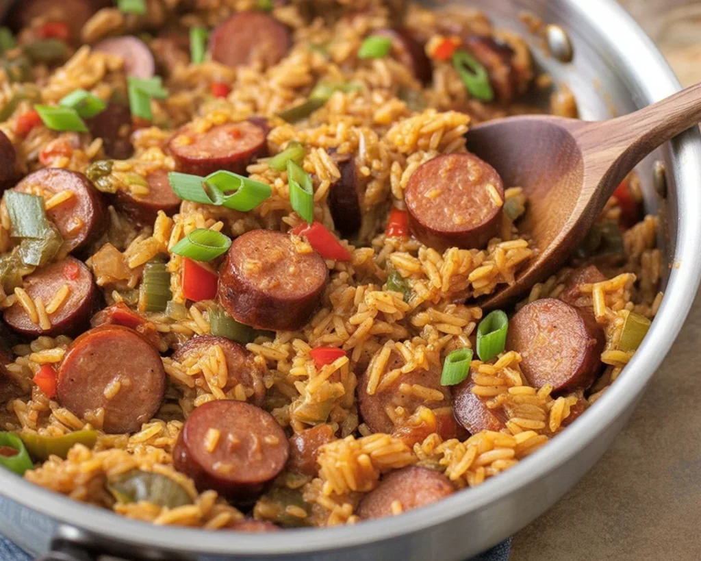 Delicious andouille sausage recipes featuring Cajun flavors in vibrant dishes.
