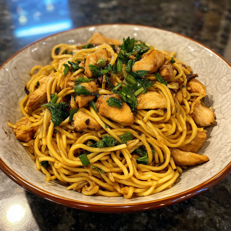 Sticky Garlic Chicken Noodles