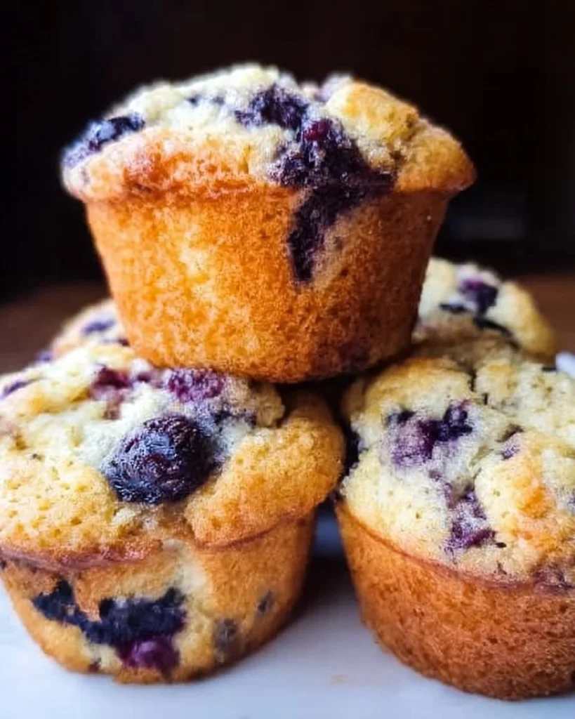 Delicious blueberry sour cream muffins on a plate