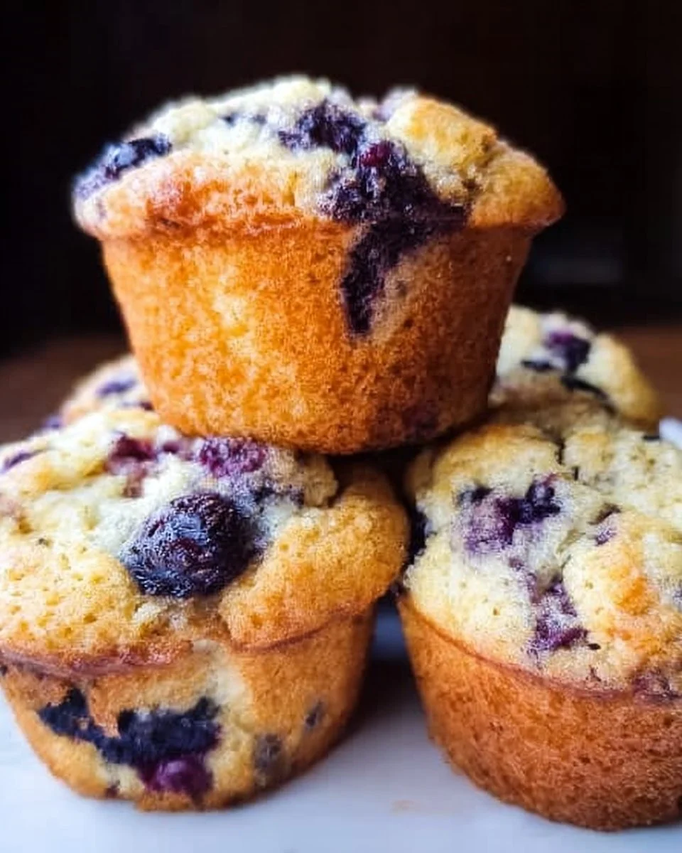 Delicious blueberry sour cream muffins on a plate