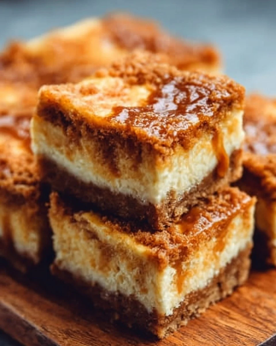 Delicious butterscotch cheesecake bars ready to be served