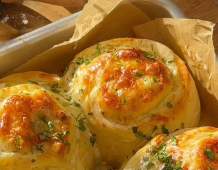 Delicious buttery cheese garlic rolls fresh out of the oven