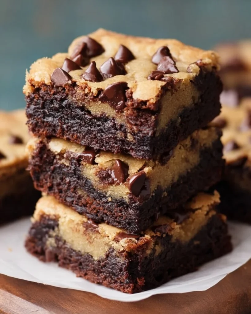 Delicious Chocolate Chip Cookie Brownies on a plate