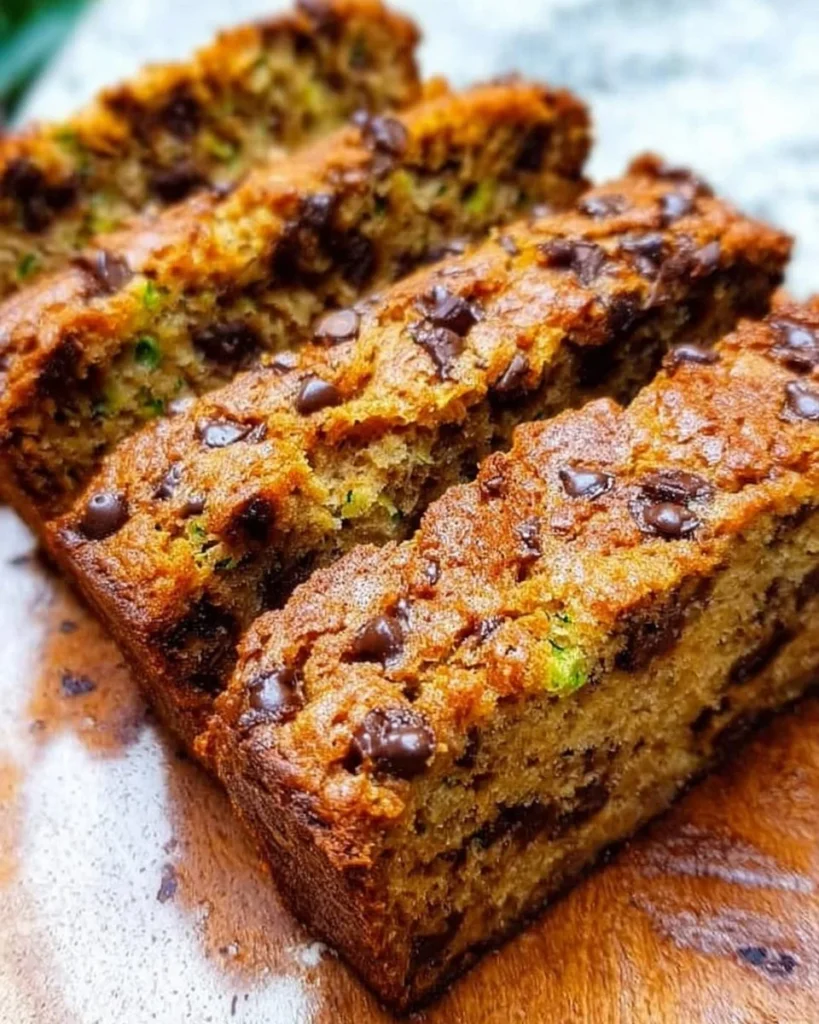 Delicious homemade chocolate chip zucchini bread fresh out of the oven