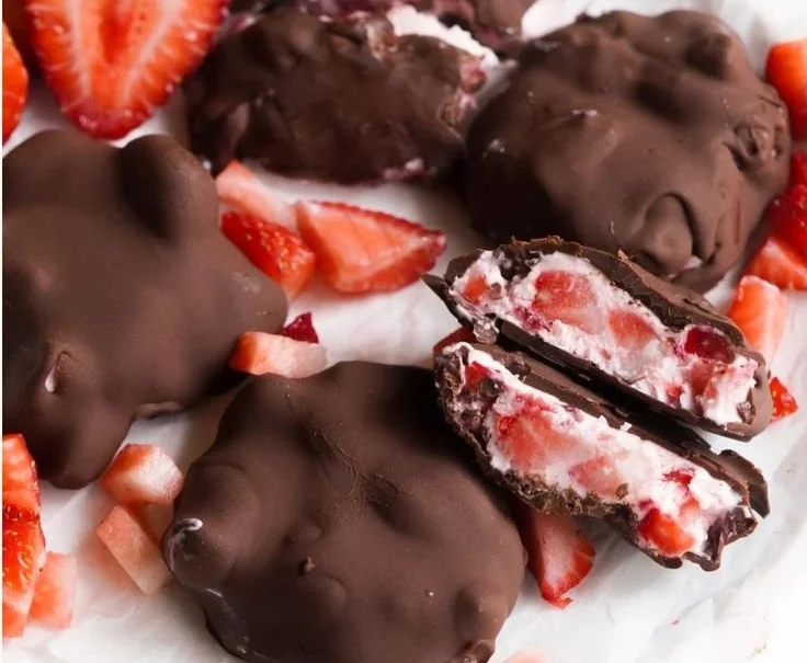 Delicious Chocolate Strawberry Yogurt Clusters ready to be enjoyed.