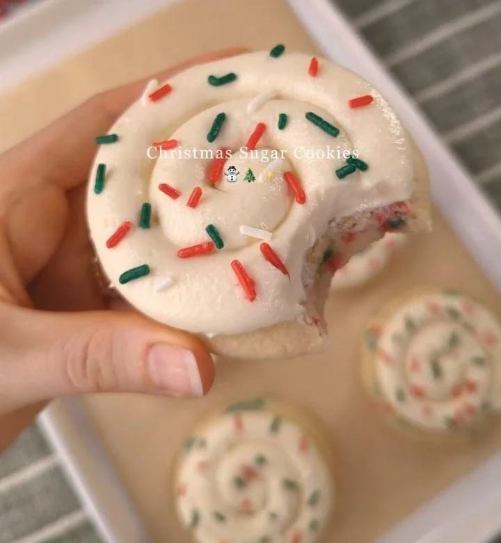 Delicious Christmas sugar cookies inspired by Crumbl recipe.