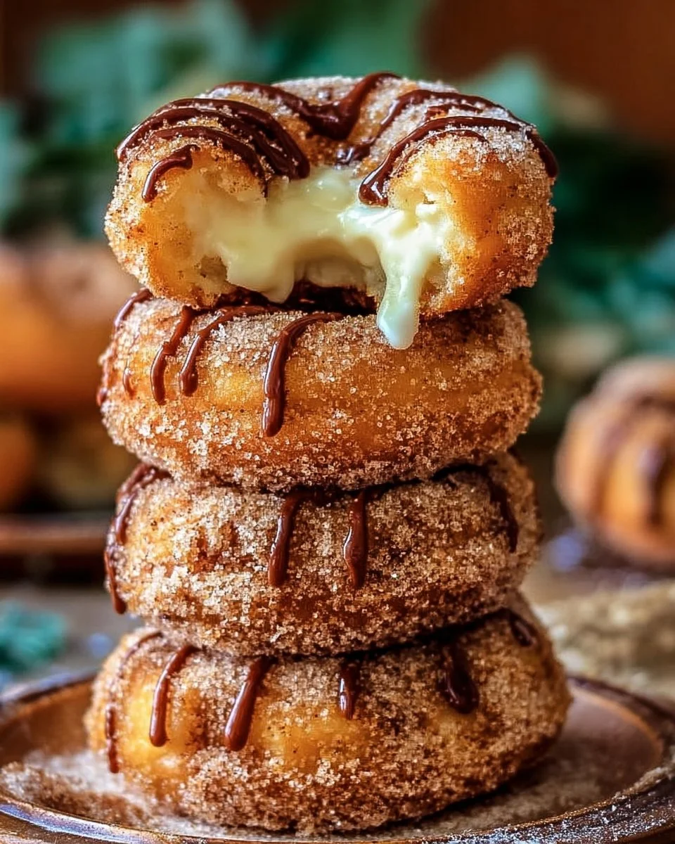 Churro Cheesecake Donut Cookies on a plate with cinnamon and sugar topping