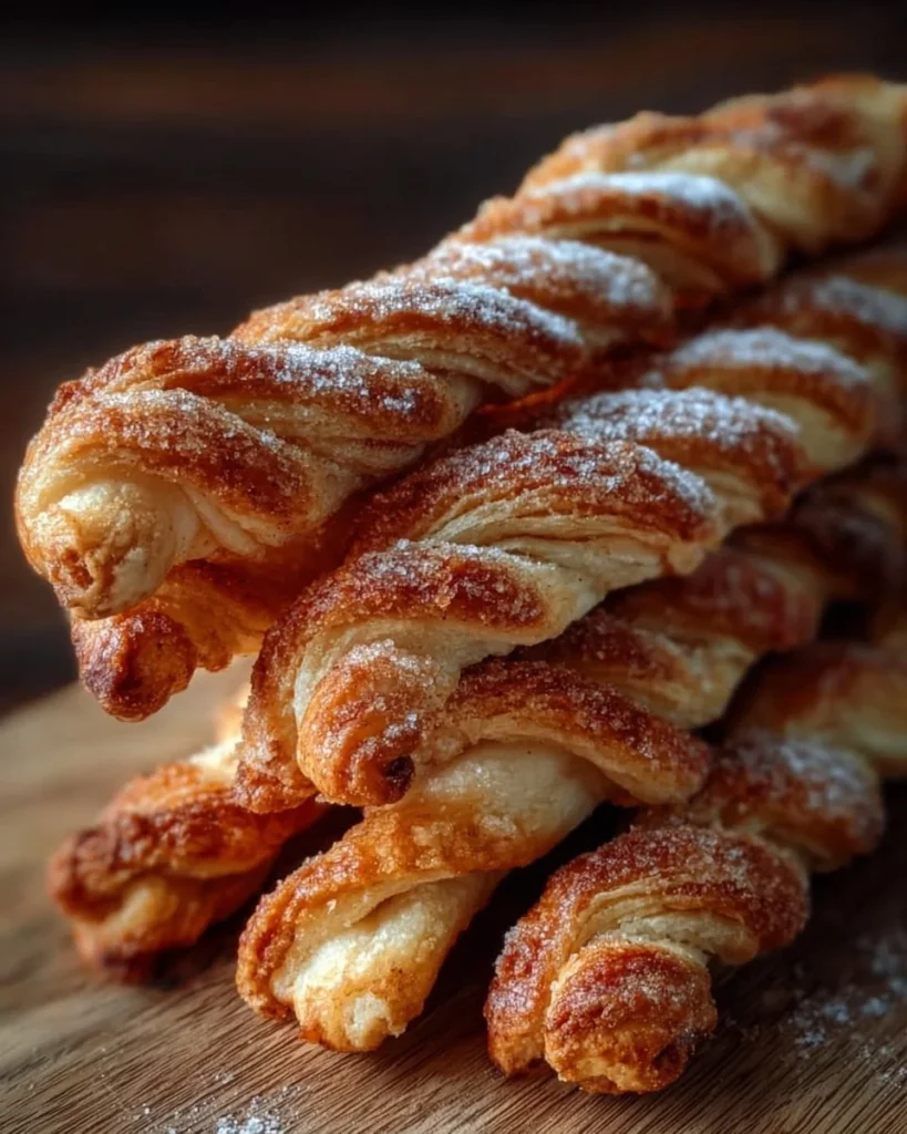Plate of easy homemade cinnamon twists topped with sugar