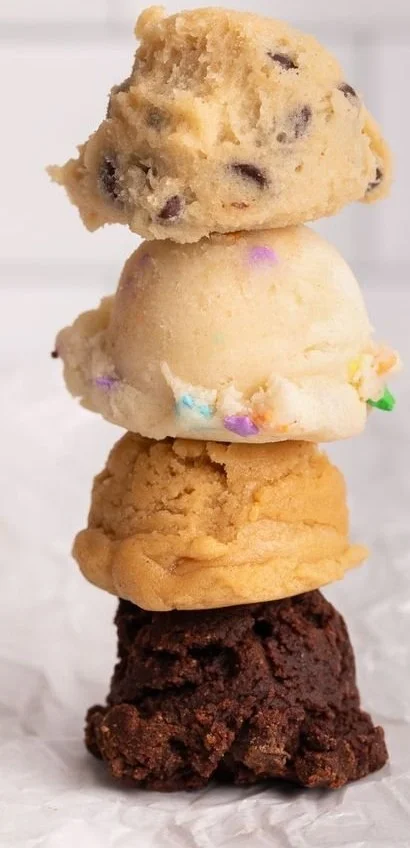 Delicious bowl of edible chocolate chip cookie dough ready to eat.