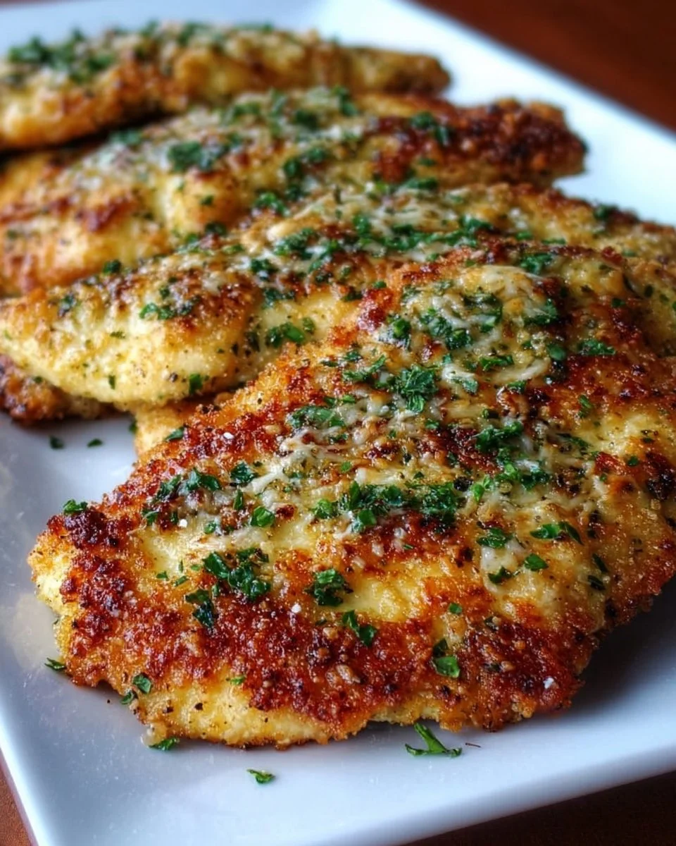 Delicious Garlic Parmesan Chicken Delight served on a plate with herbs