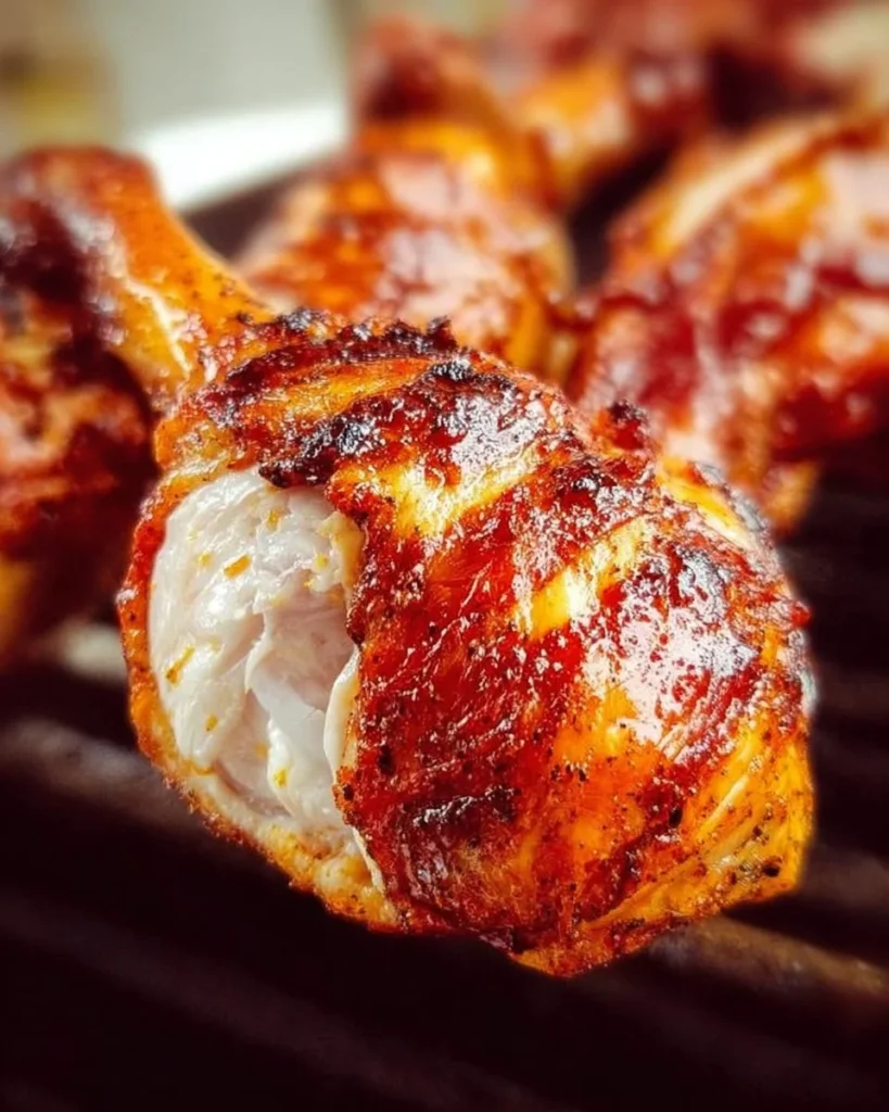 Grilled barbecue chicken served on a plate with fresh herbs and sides
