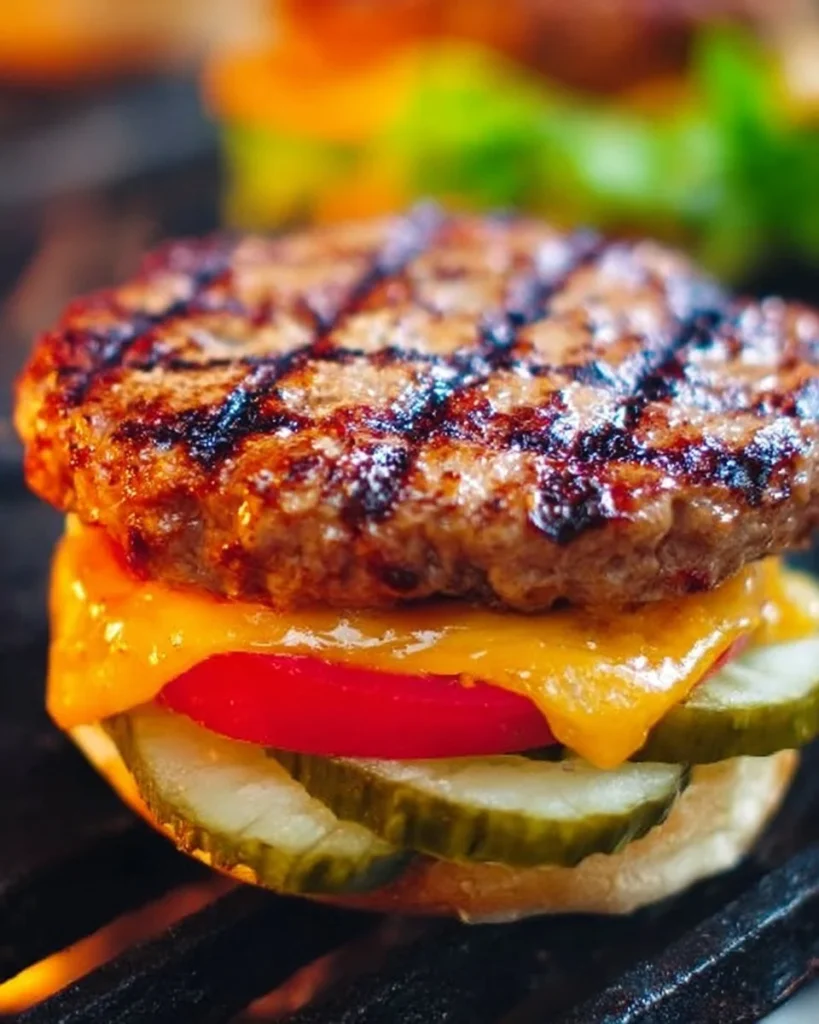 Grilled turkey burger served with fresh toppings on a bun