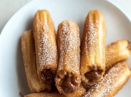 Nutty Churro Bites with Nutella served on a plate for a delicious dessert treat