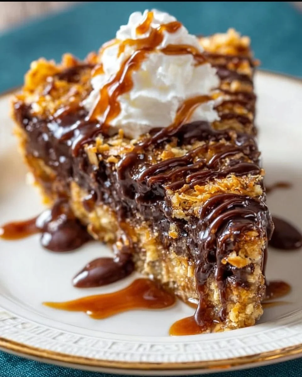 Delicious Samoa Pie inspired by Girl Scouts Samoa cookies