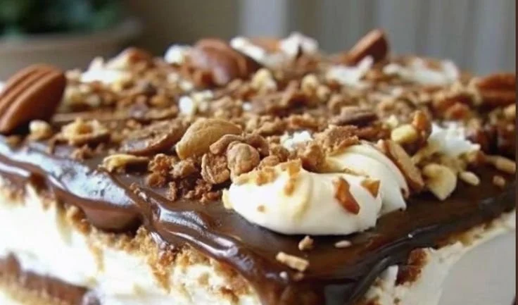 Delicious Sex in a Pan pudding dessert served in a glass dish