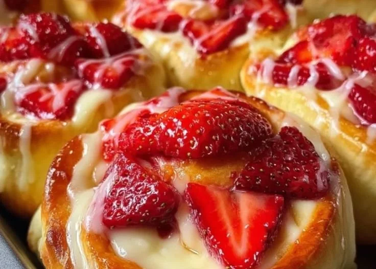 Ultimate Easy Strawberry Cheesecake Sweet Rolls with Cream Cheese Glaze