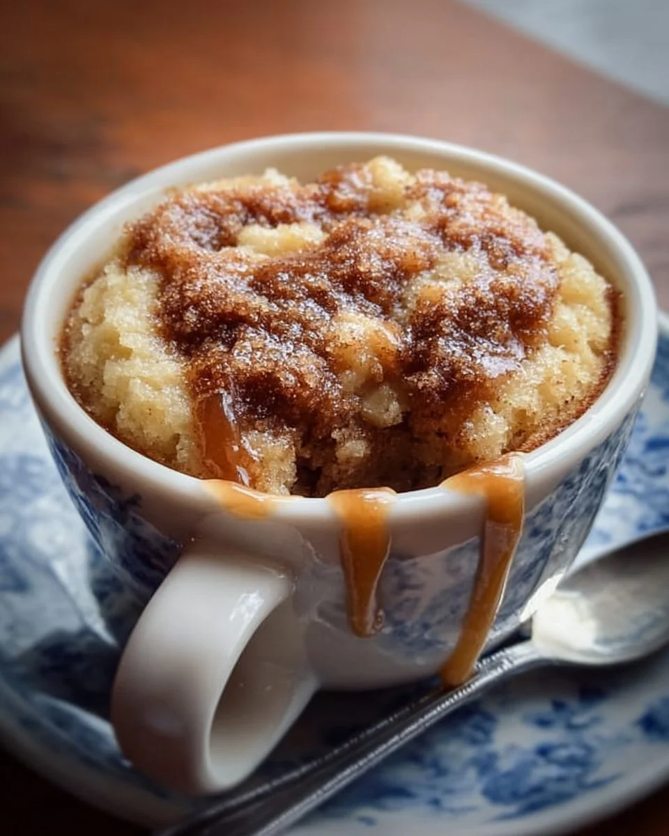 Quick and easy 2-Minute Apple Mug Cake in a white mug