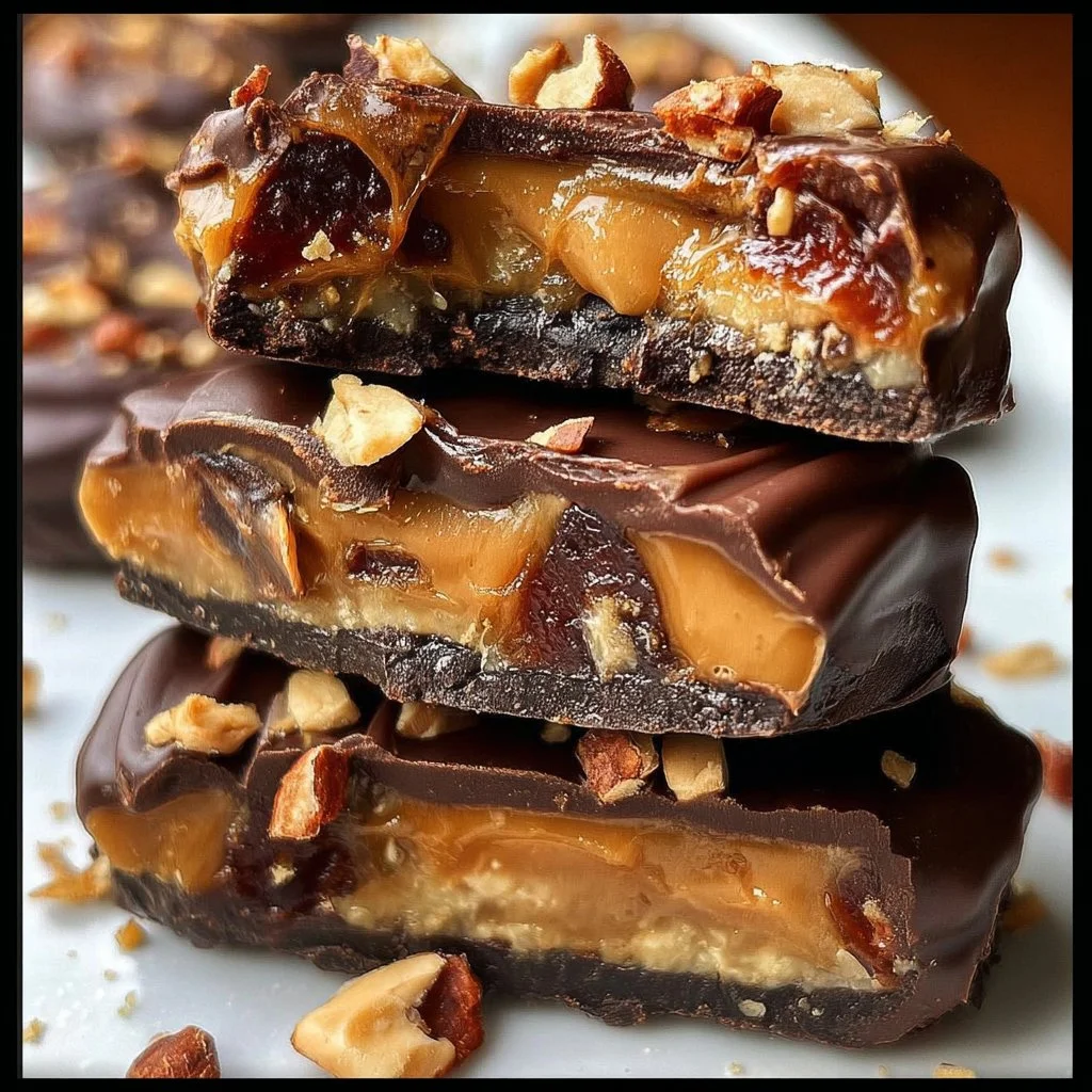 Homemade 4-Ingredient Date Snickers bars on a white plate