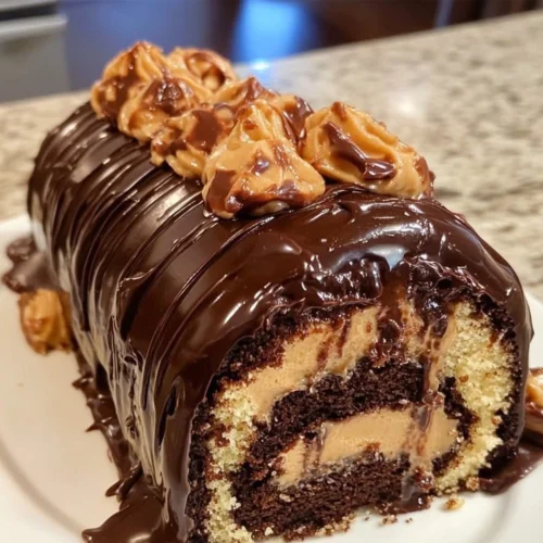 Peanut Butter Cup Chocolate Roll Cake