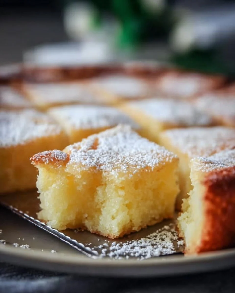 Freshly baked French butter cake sliced on a wooden table