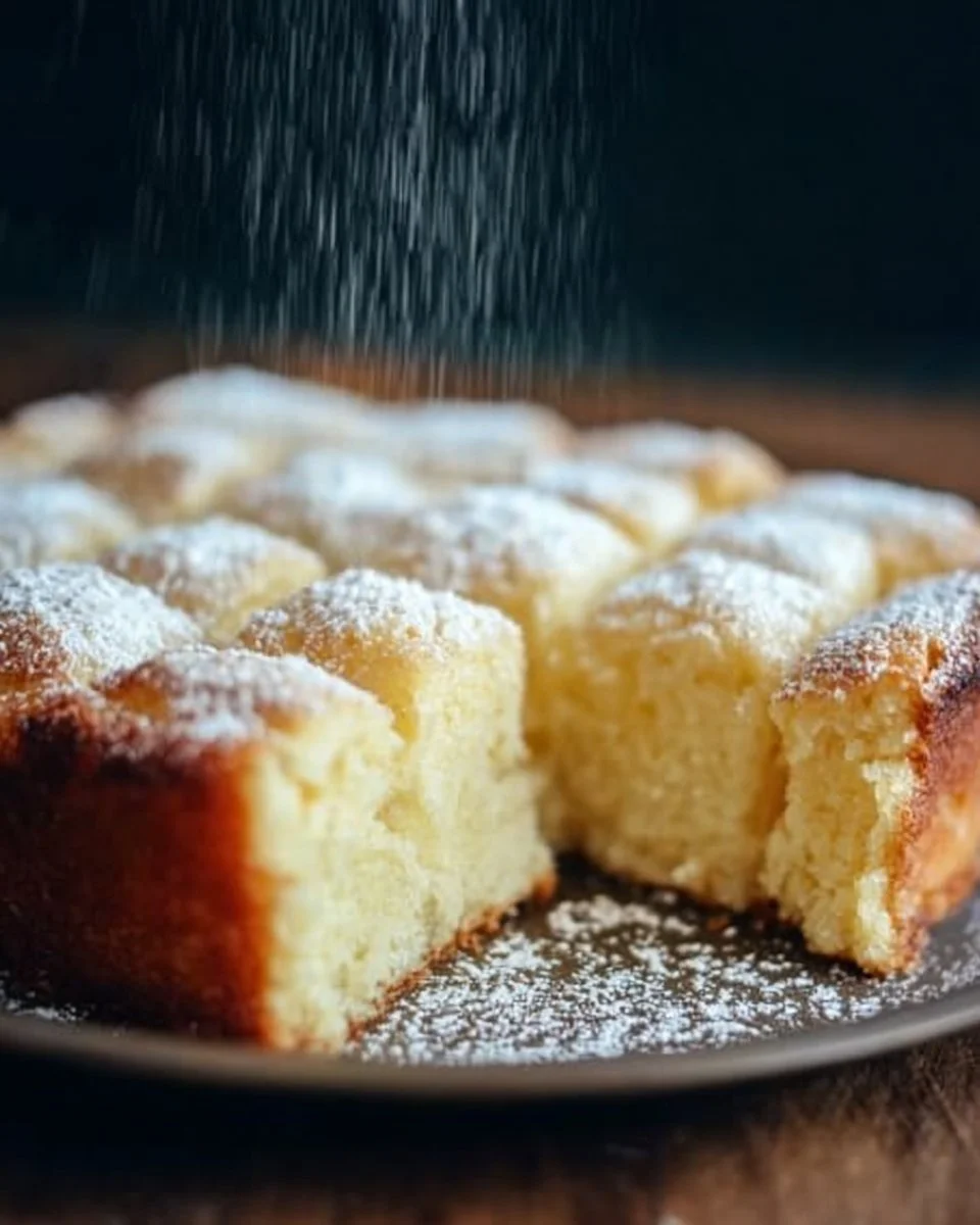Deliciously baked French butter cake with golden crust and fluffy texture