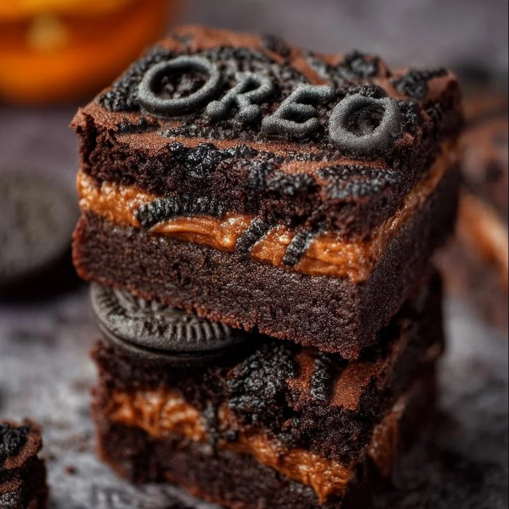 Halloween Oreo stuffed brownies