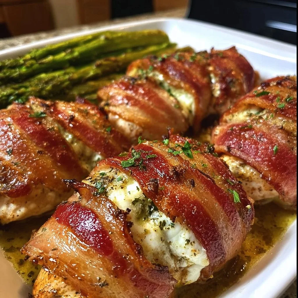 Delicious bacon wrapped ranch chicken dish with herbs and spices