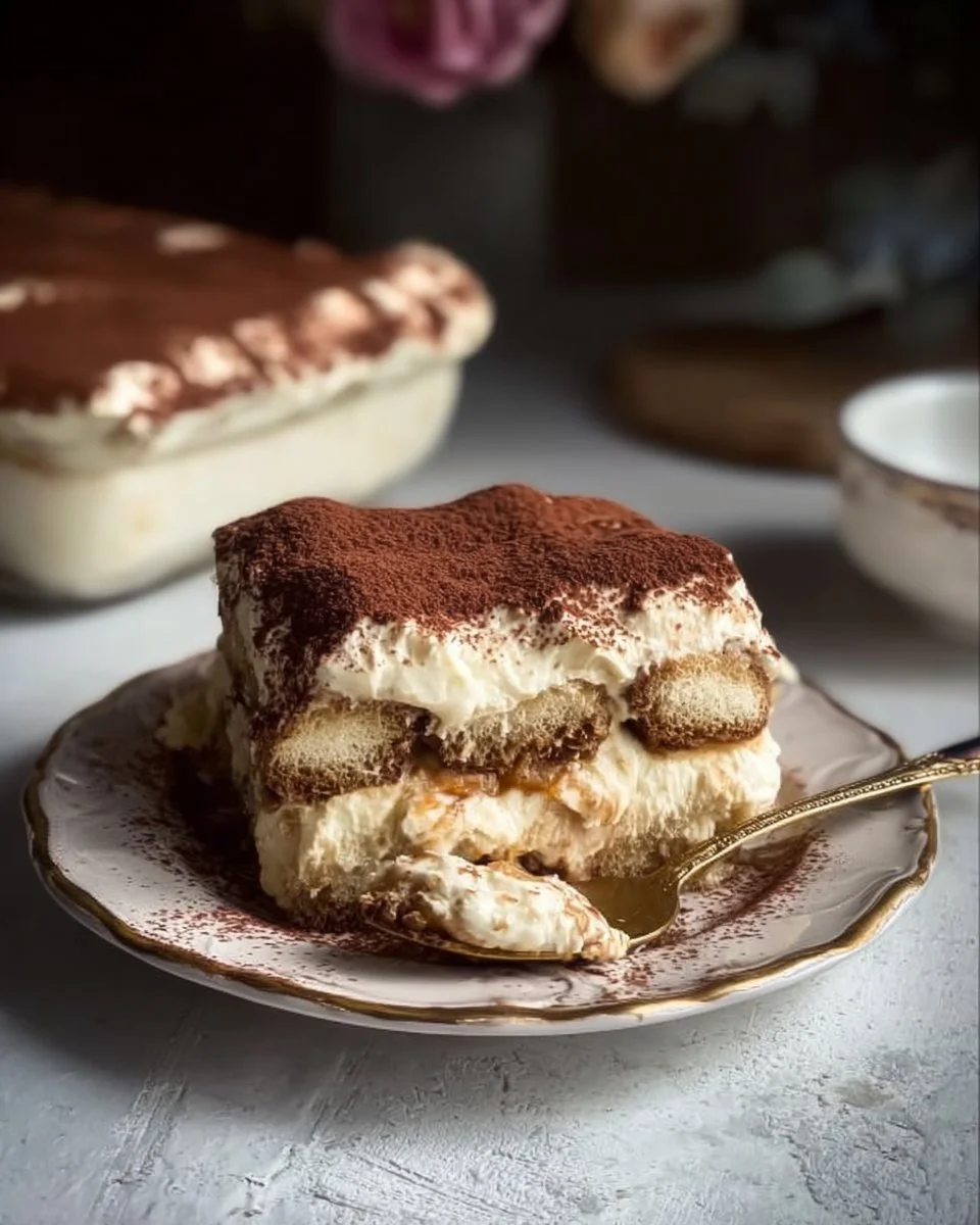 Classic Italian Tiramisu with coffee-soaked ladyfingers and mascarpone cheese