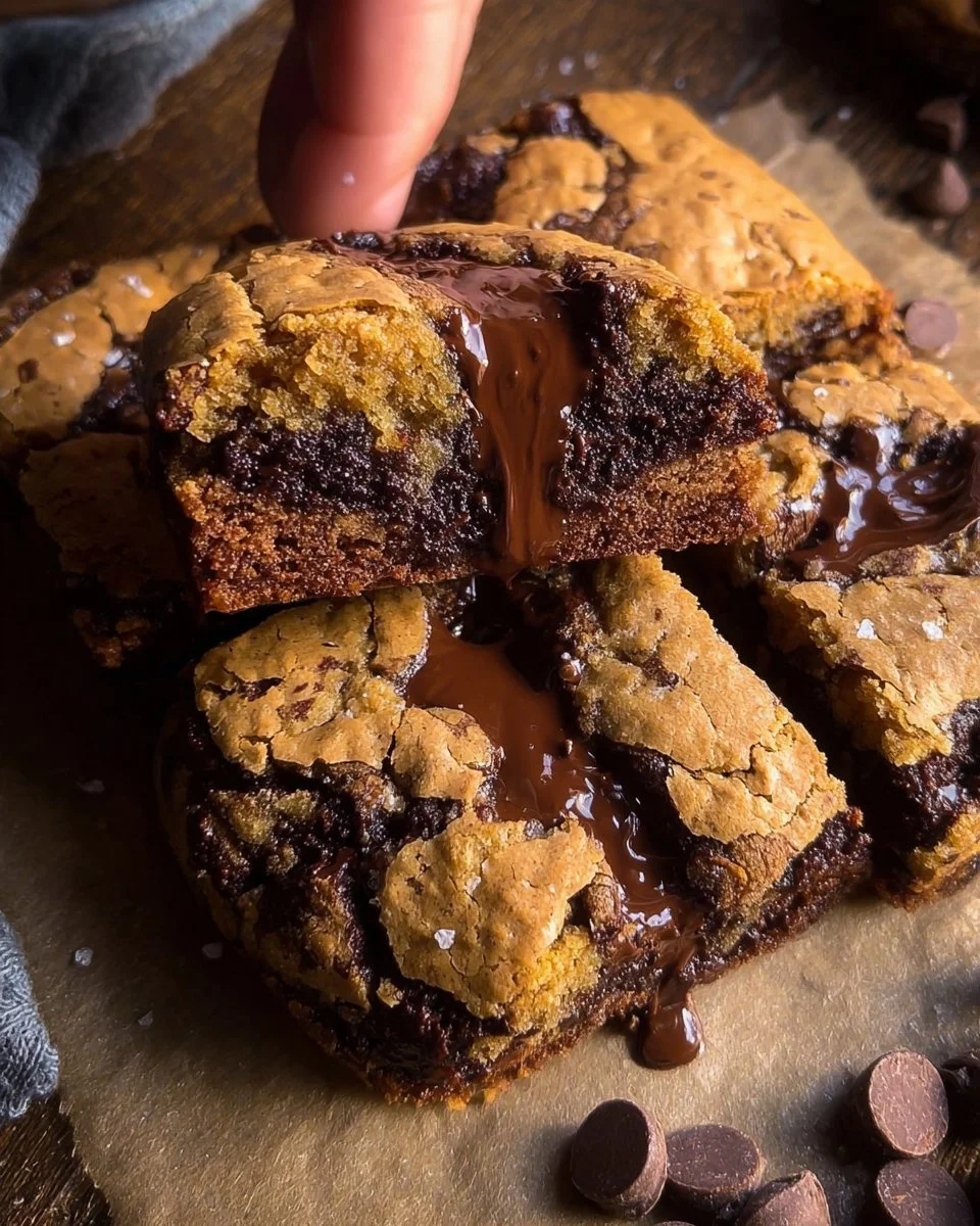 Homemade brown butter brookies with gooey chocolate and crispy edges