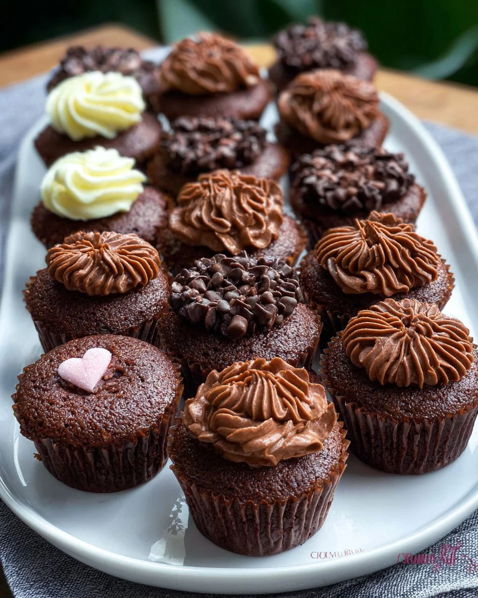 Delicious brownie cupcakes topped with chocolate frosting and sprinkles.