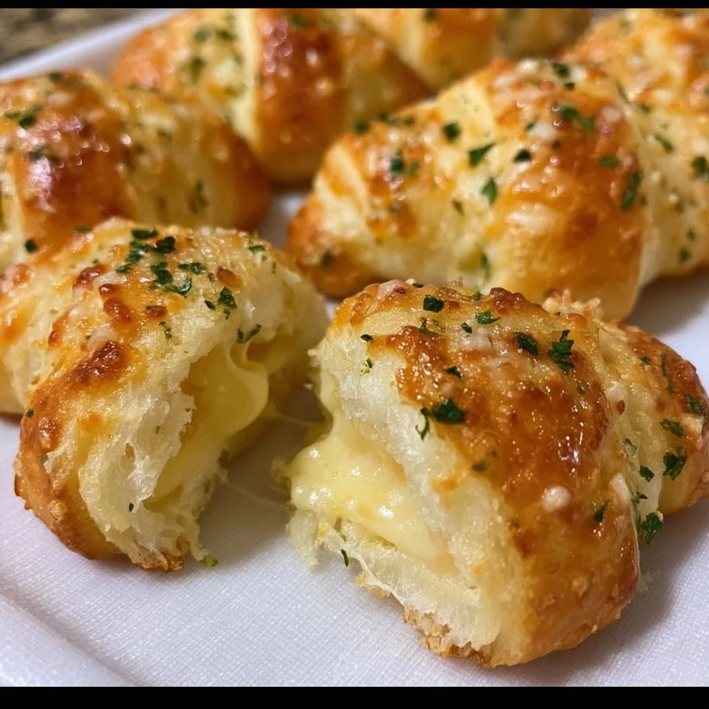 Cheesy garlic crescent rolls baked until golden and delicious