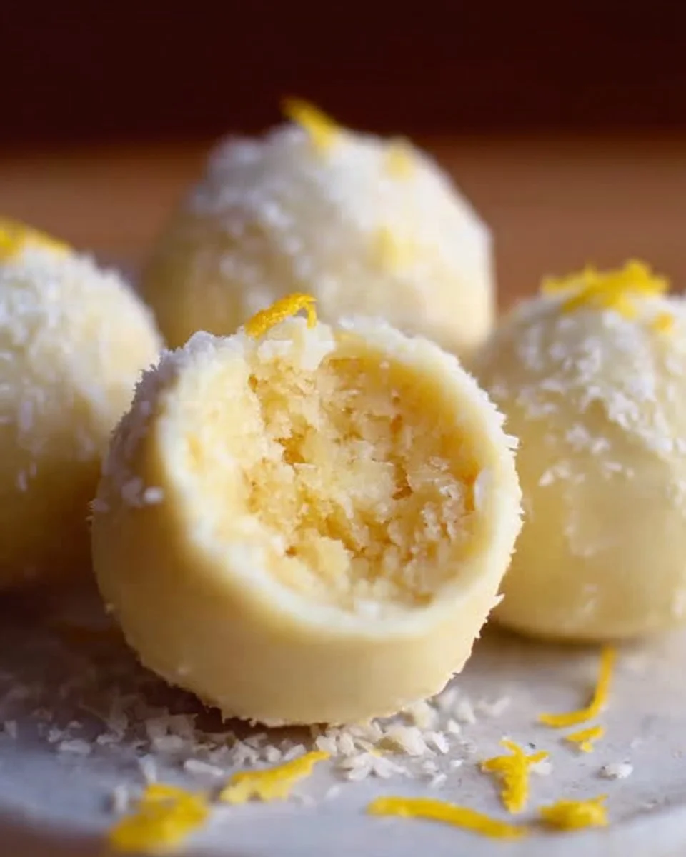 Delicious creamy lemon truffles prepared with fresh ingredients.