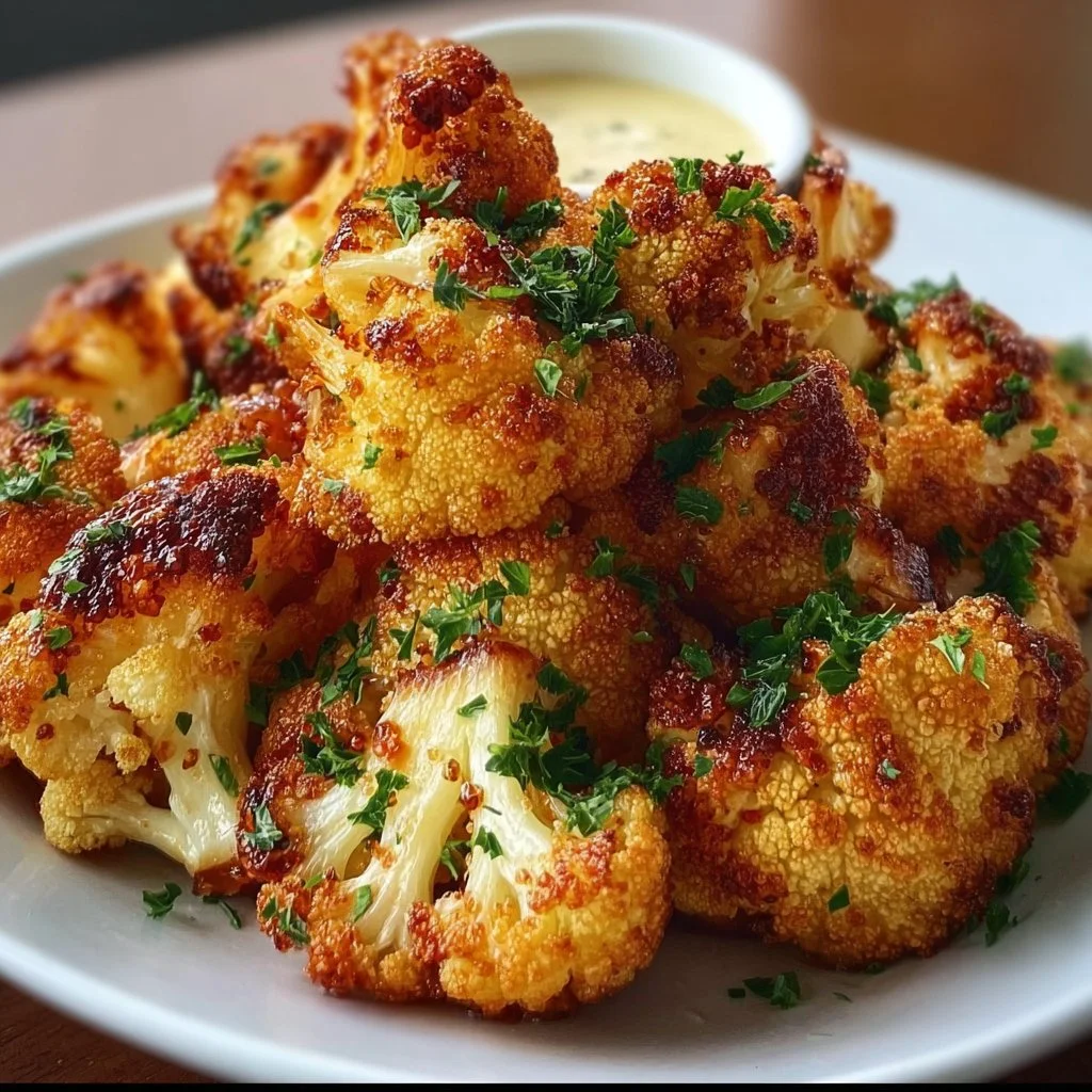 Deliciously crispy roasted cauliflower served as a healthy side dish