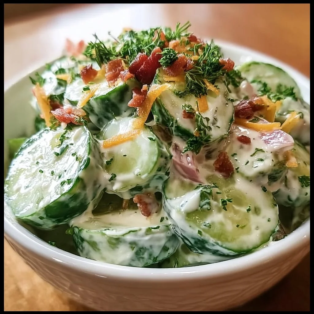 Delicious Cucumber Ranch Crack Salad with crunchy cucumbers and creamy dressing