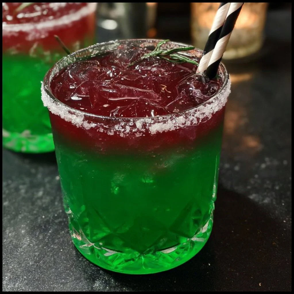 Vibrant Beetlejuice Cocktail featuring vodka and colorful layers